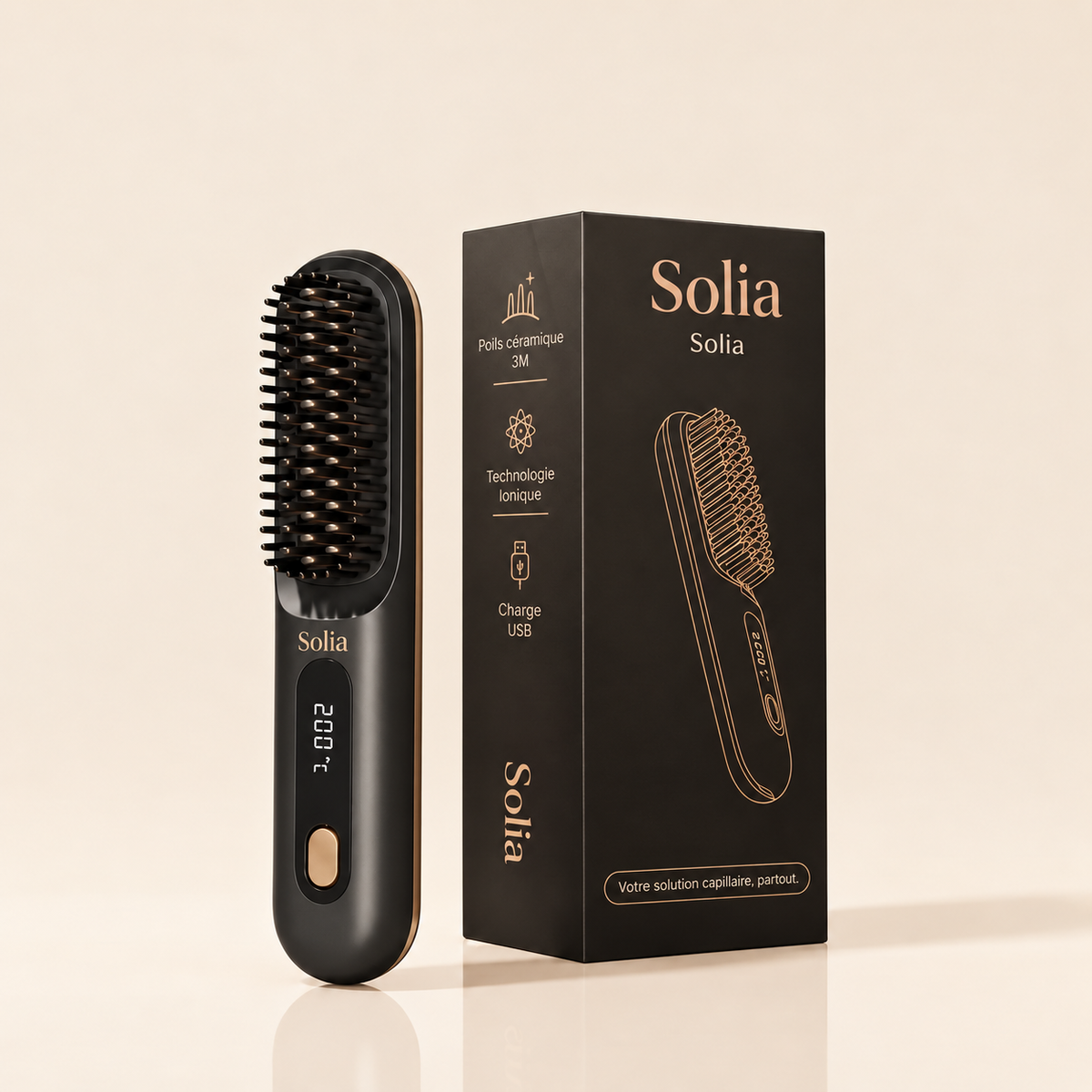 Solia™ - Brosse Lissante Chauffante Sans Fil